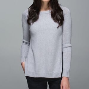 Lululemon Athletica Yin To You Knit Merino Wool Split Sweater Grey Size 6